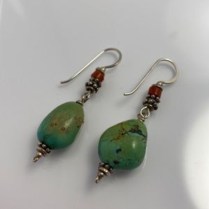 Turquoise sterling silver earrings, handmade